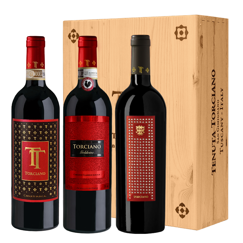 Offerte natalizie 2023 - Vetrina dalla Toscana - 3 bottiglie + cassa di legno